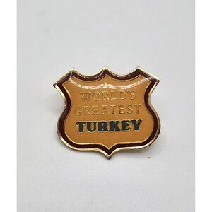 World's Greatest Turkey Pin Lapel Hat‎ Pin Thanksgiving Cook Turkey Roasting
